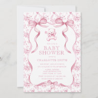 Chá de Bebê Menina Urso Toile Rosa