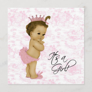 Convites Chá de Bebê Menina Vintage Rosa Toile