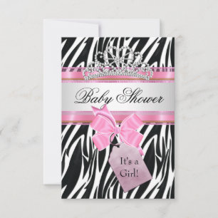 Convites Chá de Bebê Menina Zebra Rosa Princesa