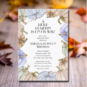 Convites Chá de Bebê Menino Abóbora Azul