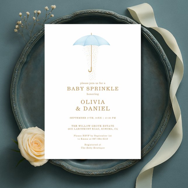 Convites Chá de Bebê Menino Azul Baby Sprinkle (Criador carregado)