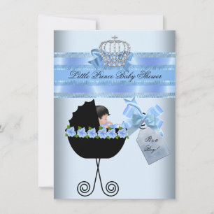 Convites Chá de Bebê Menino Azul Floral Príncipezinho Fofo