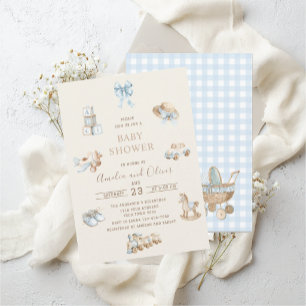 Convites Chá de bebê menino Berçário Boho Aquarela