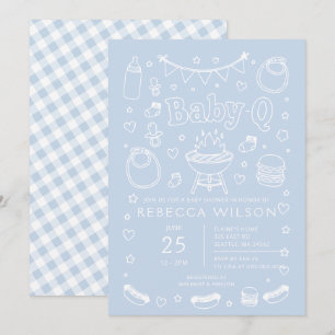 Convites Chá de Bebê Menino Blue Baby Q Churrasco