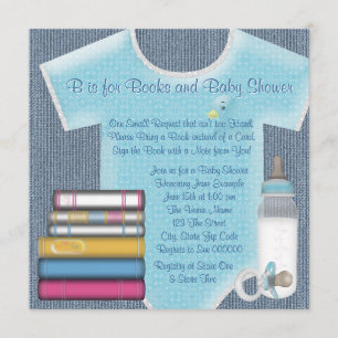 Convites Chá de Bebê Menino Bring A Book Baby Shower