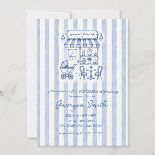 Convites Chá de Bebê Menino Café Azul Bistrô de Paris