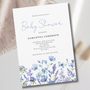 Convites Chá de Bebê Menino com Flor de Água Azul