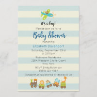 Chá de Bebê Menino com Trem e Avião de Brinquedo