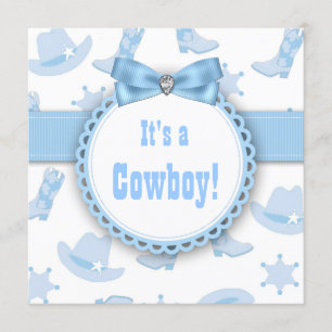 Convites Chá de Bebê Menino Cowboy Azul