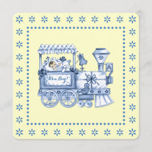 Convites Chá de Bebê Menino do Trem Azul e Amarelo