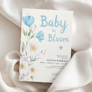 Convites Chá de bebê menino floral azul Baby in Bloom