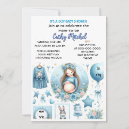 Convites Chá de Bebê Menino Fofinho Festa Azul 