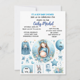 Convites Chá de Bebê Menino Fofinho Festa Azul 