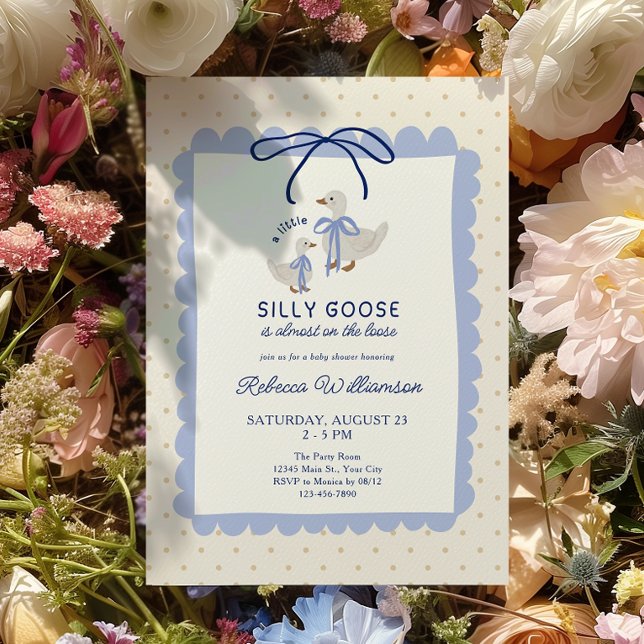 Convites Chá de Bebê Menino Ganso Azul Bobalhão (Silly Goose Boys Baby shower Invite)
