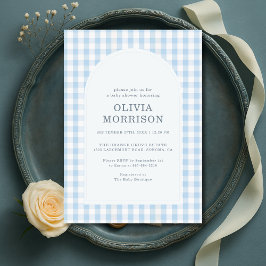 Convites Chá de Bebê Menino Gingham Azul
