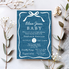 Convites Chá de Bebê Menino Jeans Azul Brunch Denim Baby