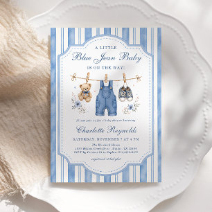 Convites Chá de Bebê Menino Little Blue Jean