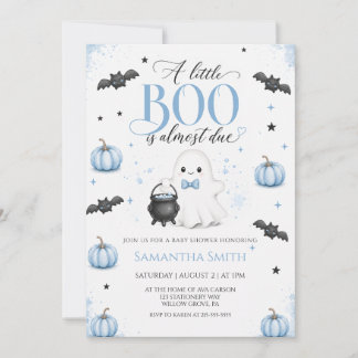 Convites Chá de Bebê Menino Little Boo Halloween