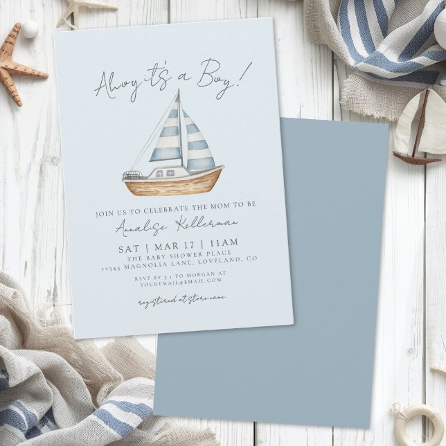 Convites Chá de Bebê Menino Náutico (Nautical Boy Baby Shower Invitation)