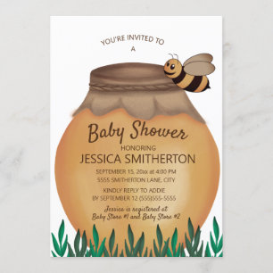 Convites Chá de Bebê Menino ou Menina Honey Pot e Honeybee 