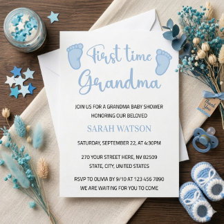 Convites Chá de Bebê Menino para a Vovó de Primeira Viagem