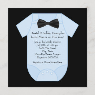 Convites Chá de Bebê Menino Preto e Azul Fofo