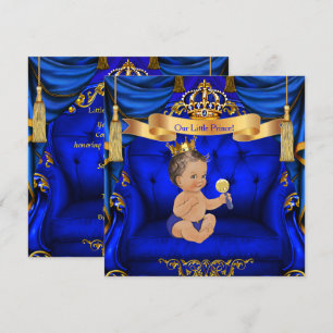 Convites Chá de Bebê Menino Príncipe Azul Real Dourado More