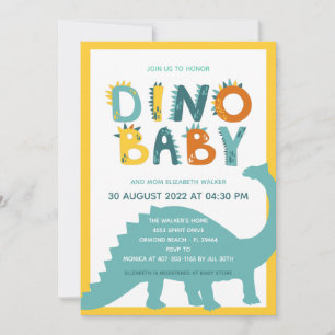 Convites Chá de Bebê Menino Recém-Nascido Dinossauro 