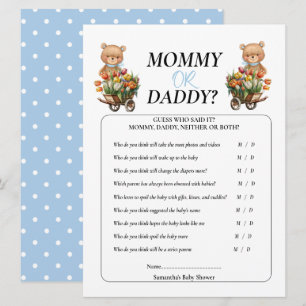 Convites Chá de Bebê Menino Teddy Mamãe Papai Floral Rústic