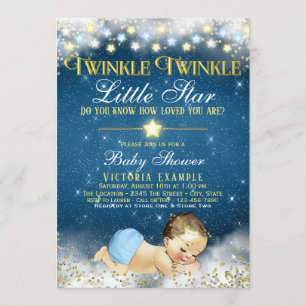 Convites Chá de Bebê Menino Twinkle Twinkle Little Star