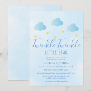 Convites Chá de Bebê Menino Twinkle Twinkle Little Star Azu
