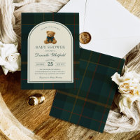 Chá de Bebê Menino Urso de Pelúcia Tartan Polo