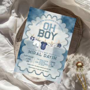 Convites Chá de Bebê Menino Vintage Futebol Azul