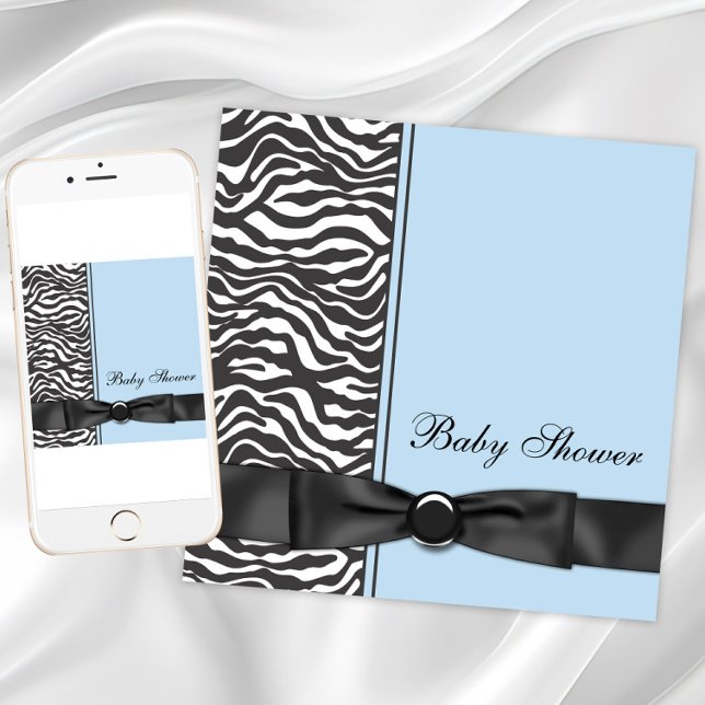 Convites Chá de Bebê Menino Zebra (Boy zebra baby shower invitation. Instant download and printed invitations available.)