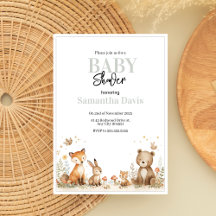 Chá de Bebê Minimalista de Animais da Floresta