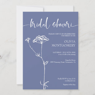 Convites Chá de Bebê Minimalista Floral Azul Moderno