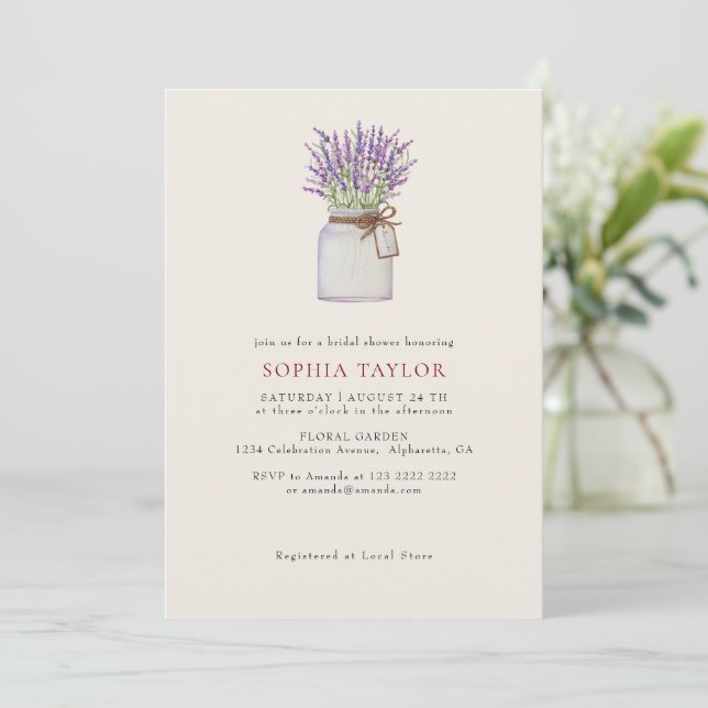 Convites Chá de Bebê Minimalista Simples Lavanda  (Em pé/Frente)