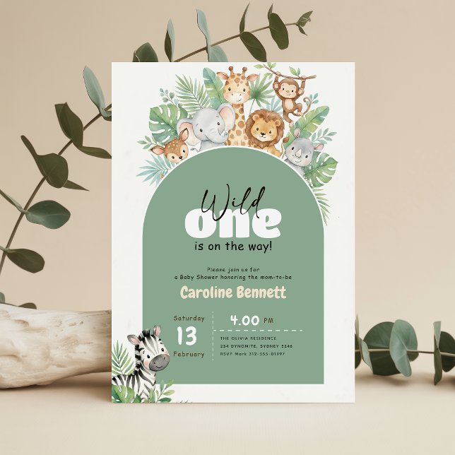 Convites Chá de Bebê Modern Greenery Wild One (Criador carregado)