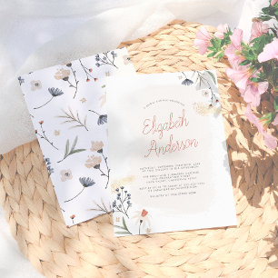 Convites Chá de Bebê Moderno Boho Minimalista com Letra Flo