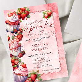 Convites Chá de Bebê Morango Cupcake Adorável