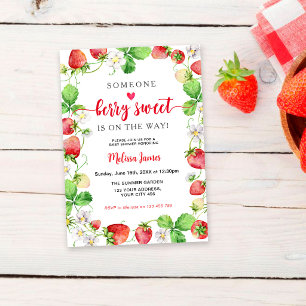 Convites Chá de Bebê Morango Doce Berry
