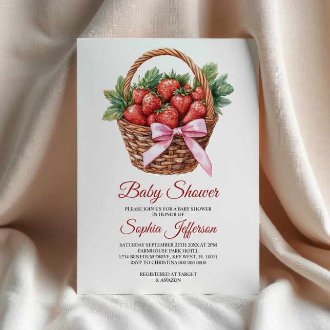 Convites Chá de Bebê Morango Doce Fruta (Criador carregado)