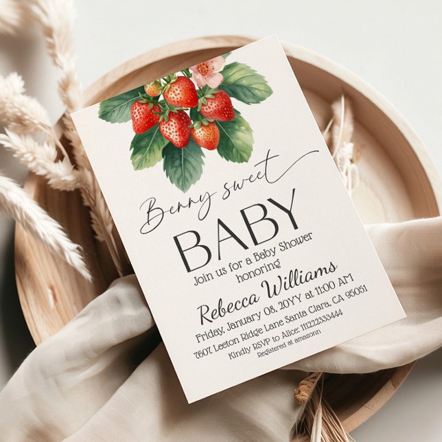 Convites Chá de Bebê Morango Fresco do Mercado Baby Shower  (Criador carregado)