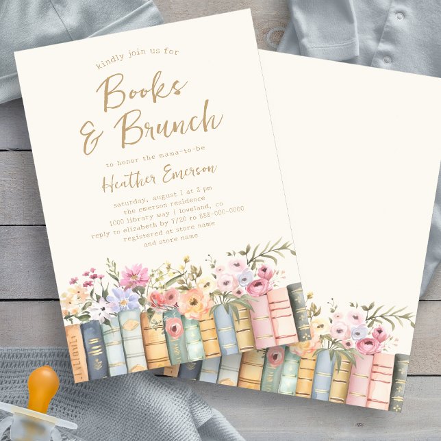 Convites Chá de Bebê na Biblioteca (Wildflower Books Library Baby Shower Invitation by Painted Paperie
)