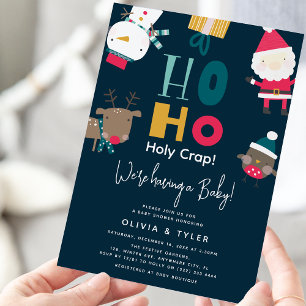 Convites Chá de Bebê Natal Divertido Ho Ho Ho