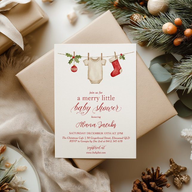 Convites Chá de Bebê Natalino Alegre  (Merry Little Baby Shower | Winter Baby Shower Christmas)