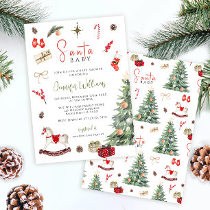 Convites Chá de Bebê Natalino Festivo de Santa Baby Inverno