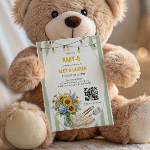 Convites Chá de Bebê Neutro Baby Q Girassol Verde Salvia