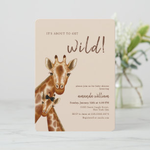 Convites Chá de Bebê Neutro Boho Safari Selvagem Girafa Mãe