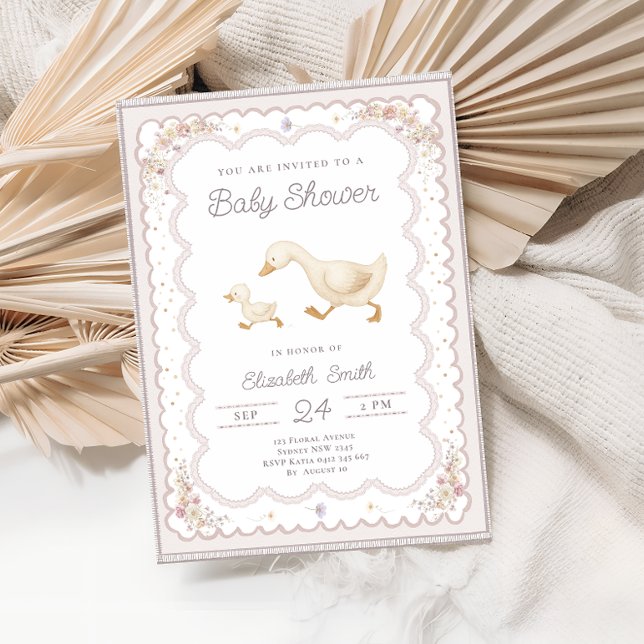 Convites Chá de Bebê Neutro Boho Whimsical Goose (Criador carregado)